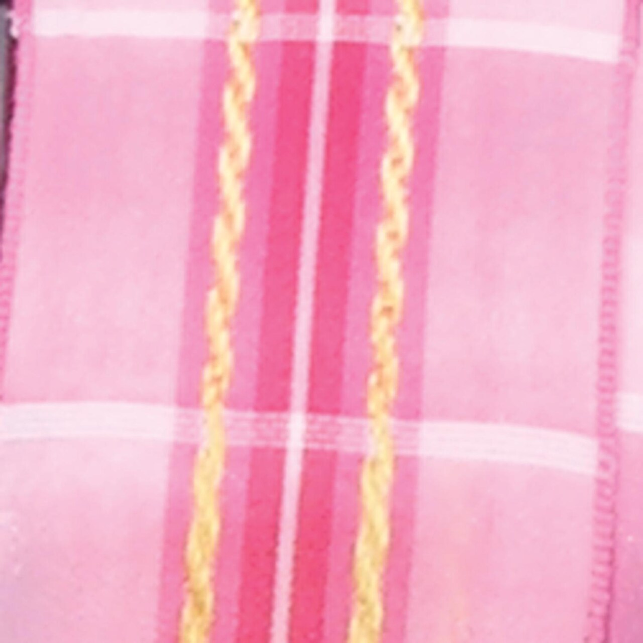 The Ribbon People Pink and White Plaid Wired Craft Ribbon 1.5" x 27 Yards